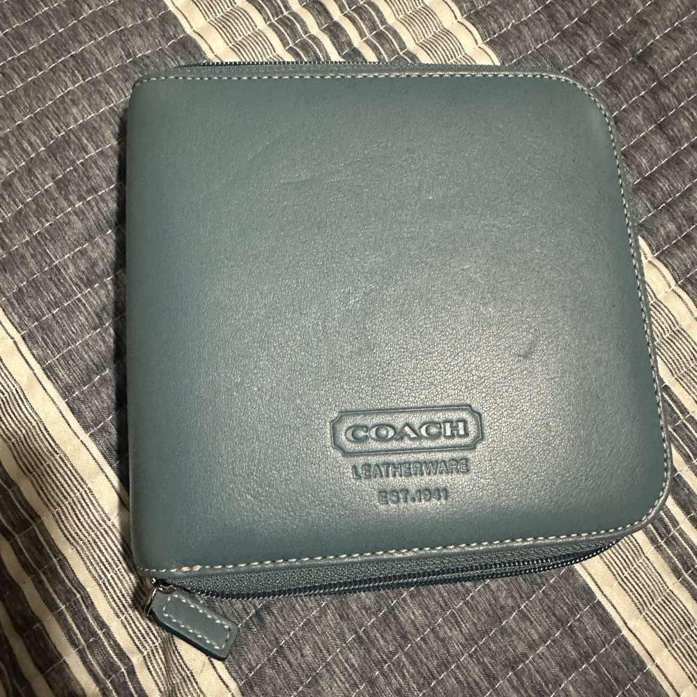 Coach Sky Blue Leather Card Holder